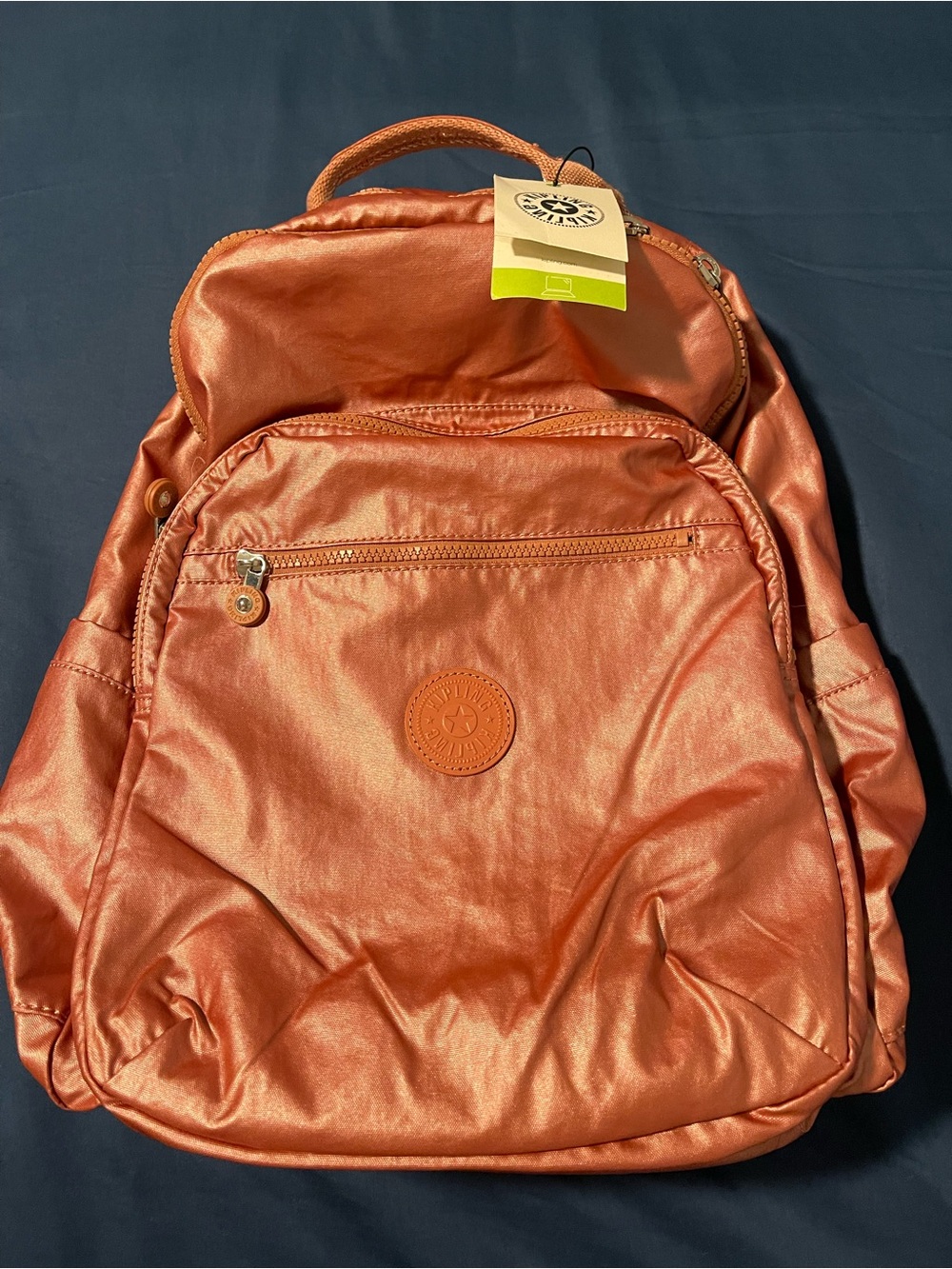 Kipling Pink Metallic School Backpack